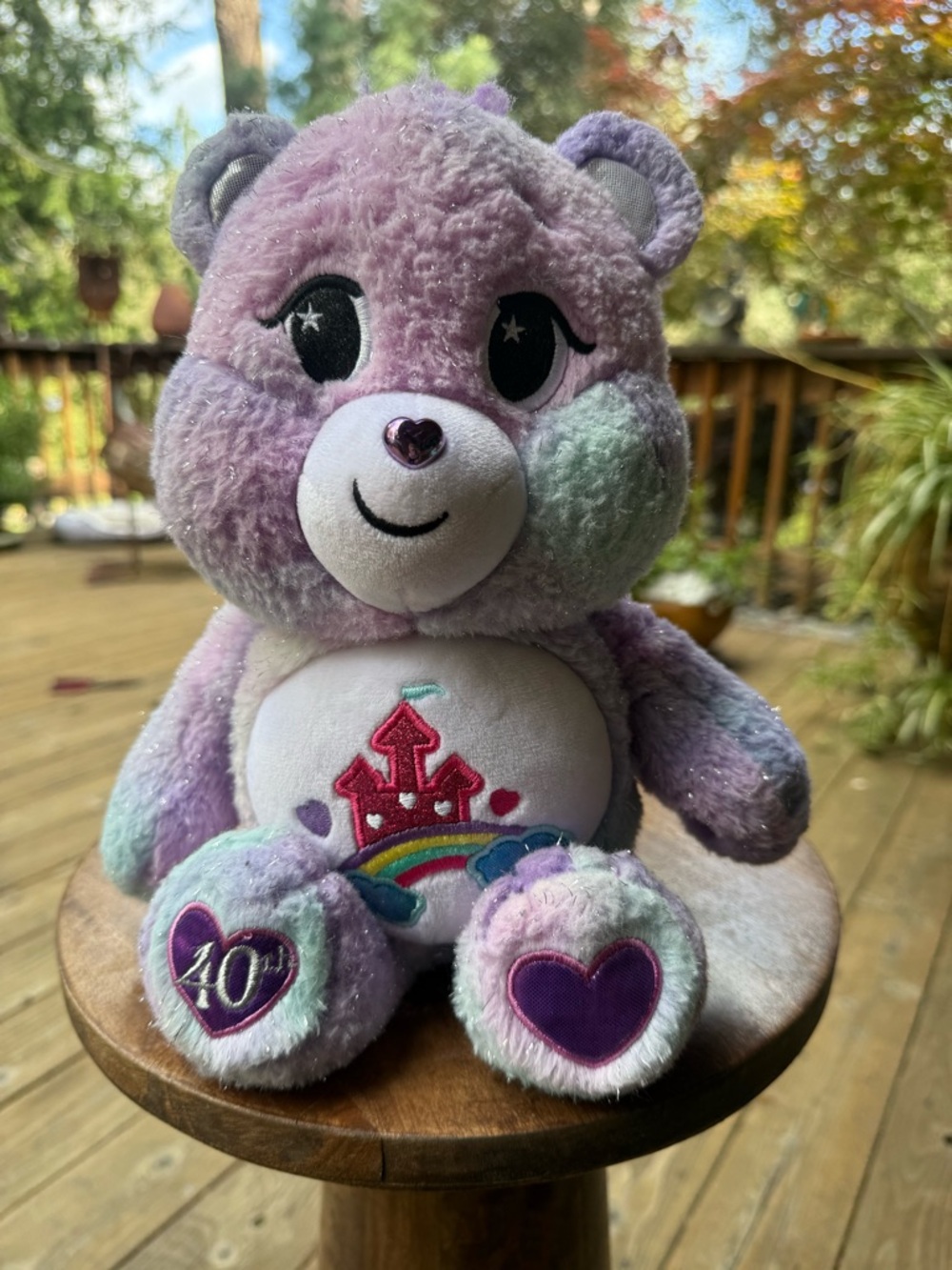 Care Bears Lavender Plush with Pastel Rainbow Crest and Crown